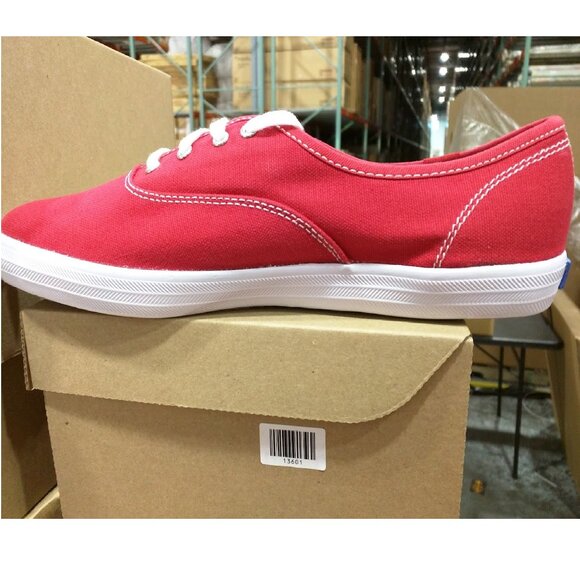 Keds Women's Champion Lace Up Sneaker - Red Canvas 9M - Picture 2 of 3